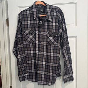 Men's Black and Gray Plaid Casual Button Down Shirt